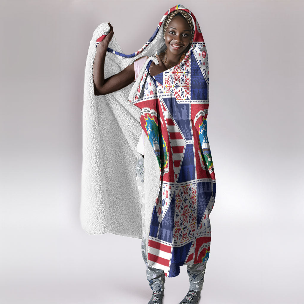 Liberia Christmas Hooded Blanket Patchwork Style