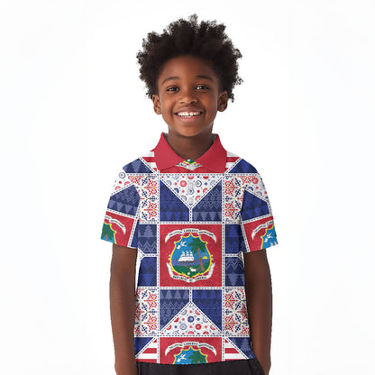 Liberia Christmas Kid Polo Shirt Patchwork Style