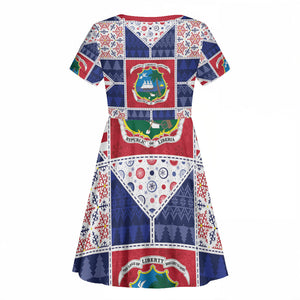 Liberia Christmas Kid Short Sleeve Dress Patchwork Style