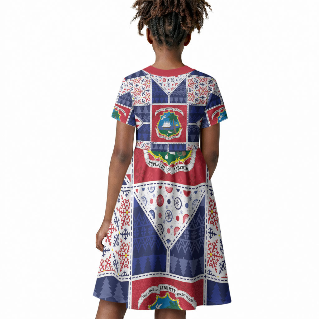 Liberia Christmas Kid Short Sleeve Dress Patchwork Style