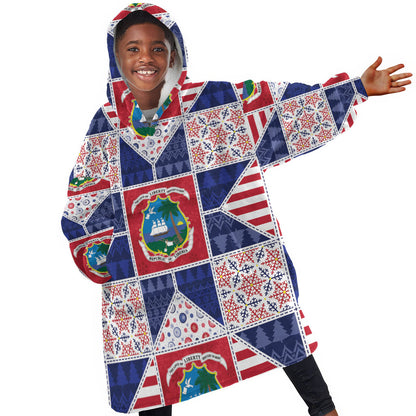 Liberia Christmas Kid Wearable Blanket Hoodie Patchwork Style