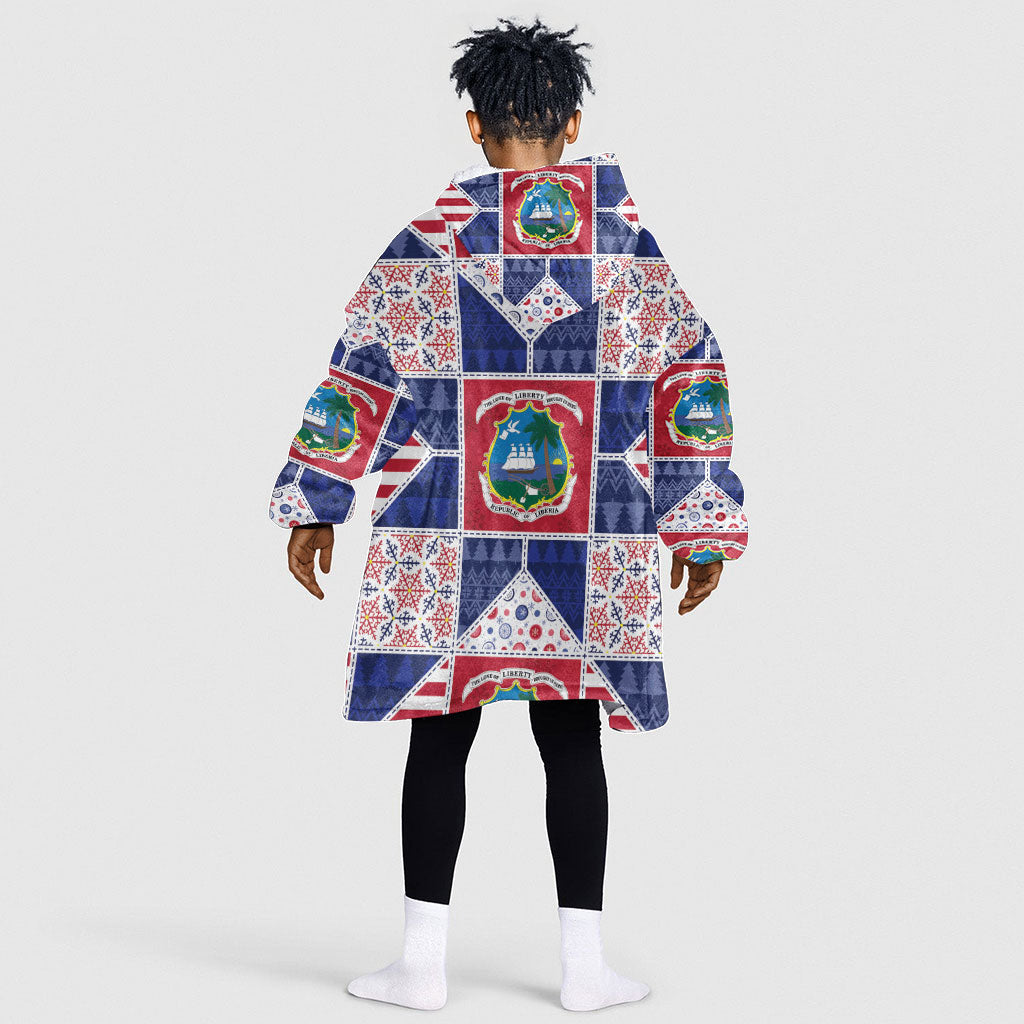 Liberia Christmas Kid Wearable Blanket Hoodie Patchwork Style