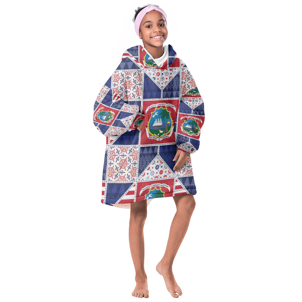 Liberia Christmas Kid Wearable Blanket Hoodie Patchwork Style