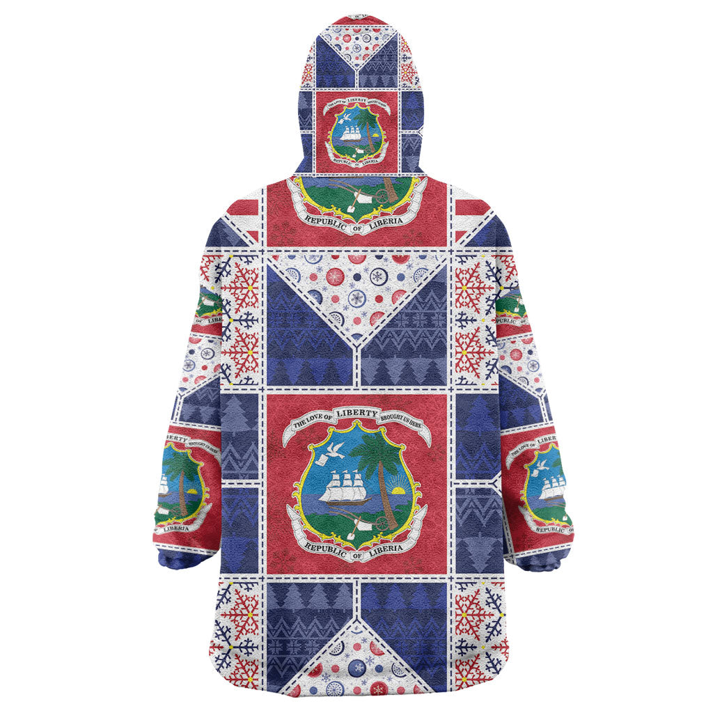 Liberia Christmas Kid Wearable Blanket Hoodie Patchwork Style