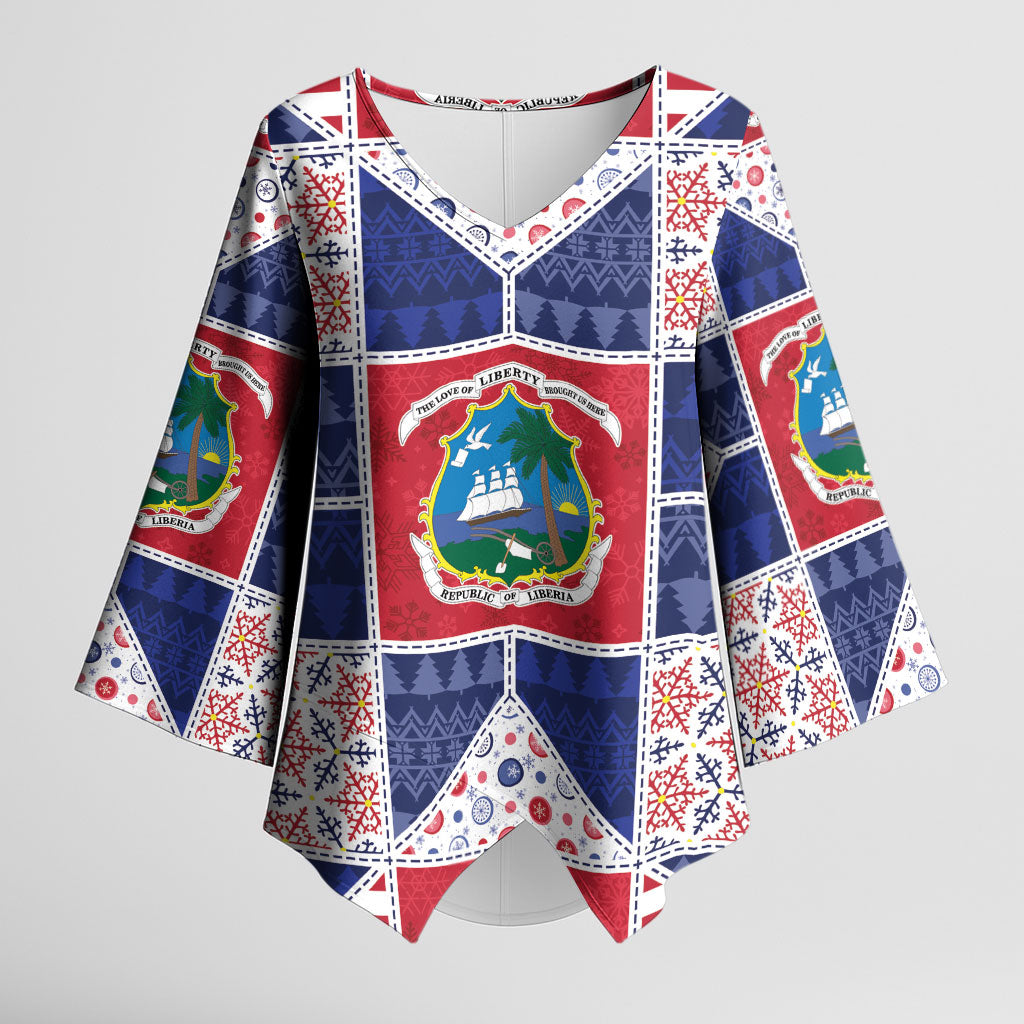 Liberia Christmas Kimono Sleeve Blouse Patchwork Style