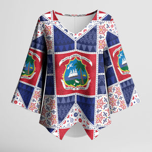 Liberia Christmas Kimono Sleeve Blouse Patchwork Style