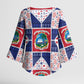 Liberia Christmas Kimono Sleeve Blouse Patchwork Style