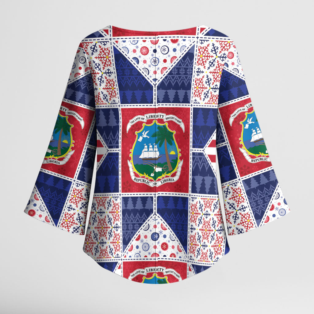 Liberia Christmas Kimono Sleeve Blouse Patchwork Style