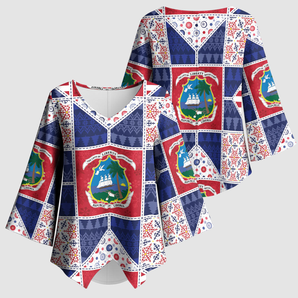 Liberia Christmas Kimono Sleeve Blouse Patchwork Style