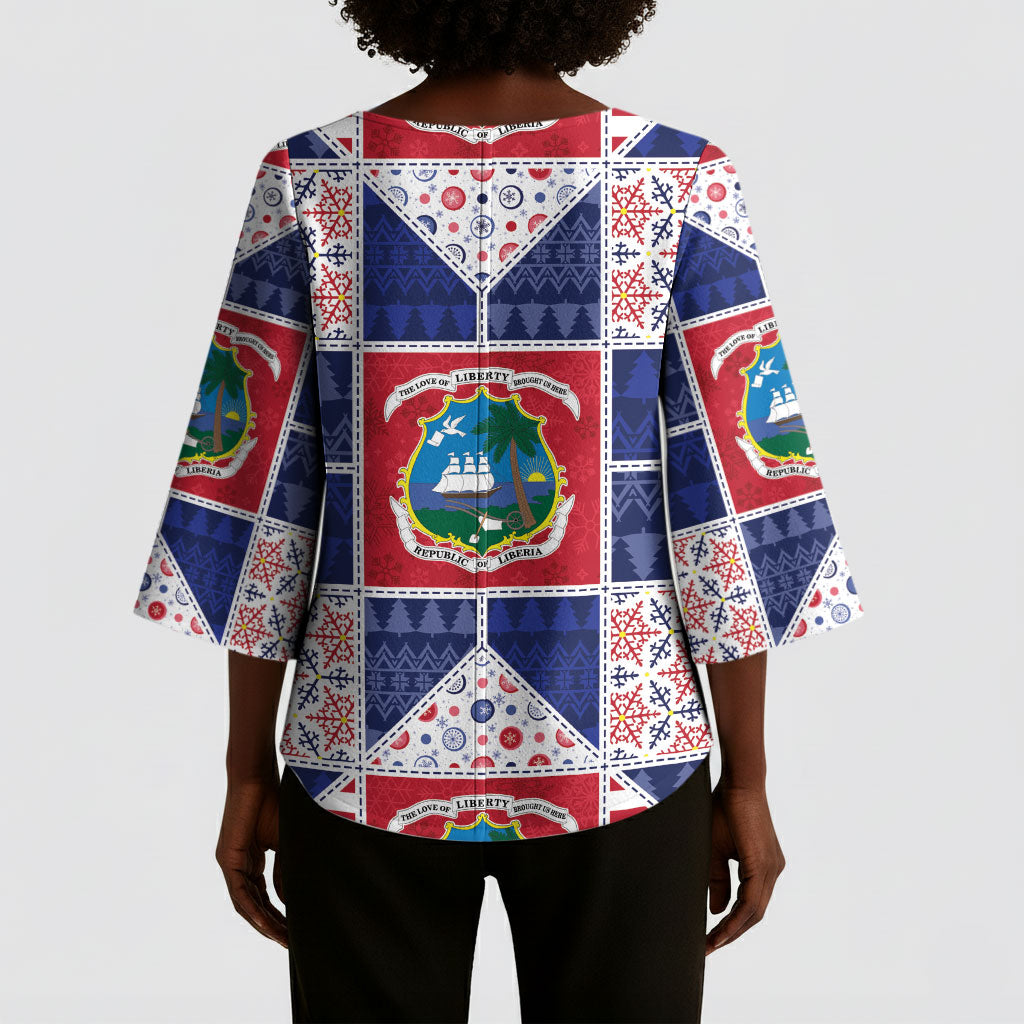 Liberia Christmas Kimono Sleeve Blouse Patchwork Style