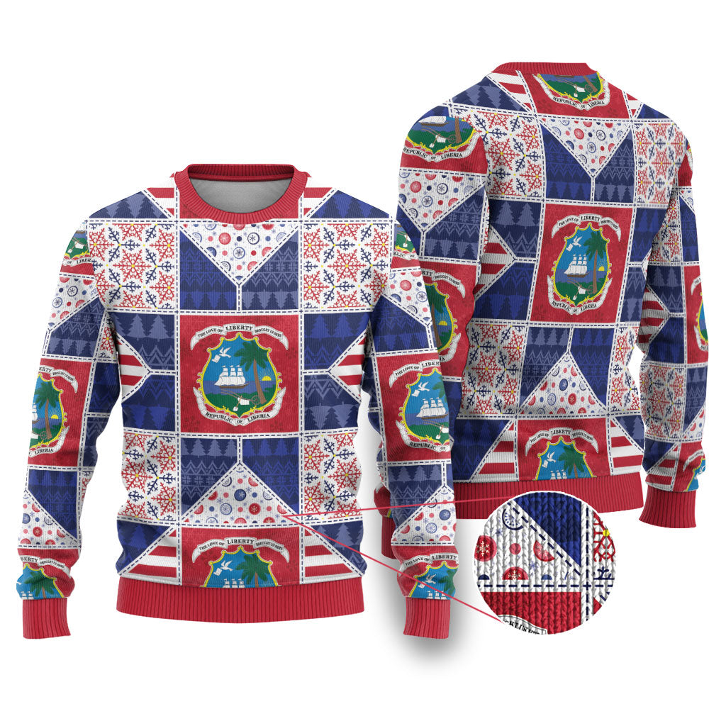 Liberia Christmas Ugly Christmas Sweater Patchwork Style