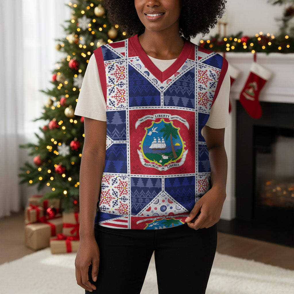 Liberia Christmas Knitted V-Neck Vest Patchwork Style