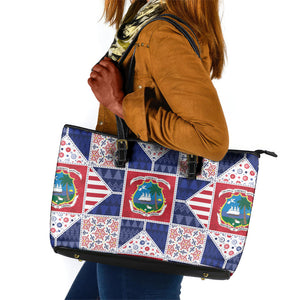 Liberia Christmas Leather Tote Bag Patchwork Style