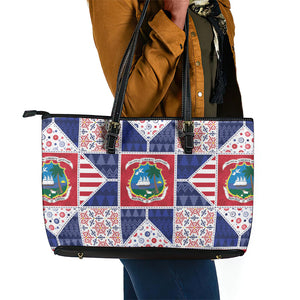 Liberia Christmas Leather Tote Bag Patchwork Style