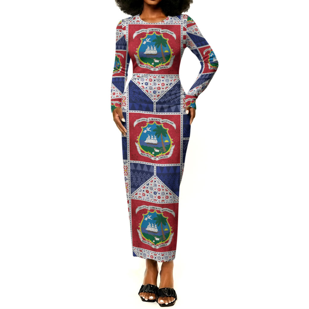 Liberia Christmas Long Sleeve Bodycon Dress Patchwork Style