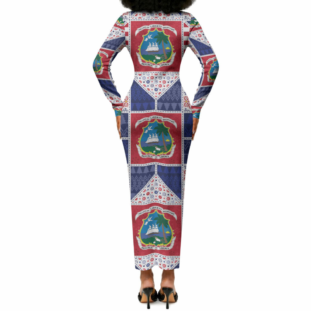Liberia Christmas Long Sleeve Bodycon Dress Patchwork Style