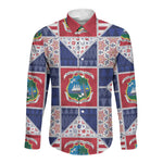 Liberia Christmas Long Sleeve Button Shirt Patchwork Style