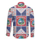 Liberia Christmas Long Sleeve Button Shirt Patchwork Style