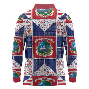 Liberia Christmas Long Sleeve Polo Shirt Patchwork Style