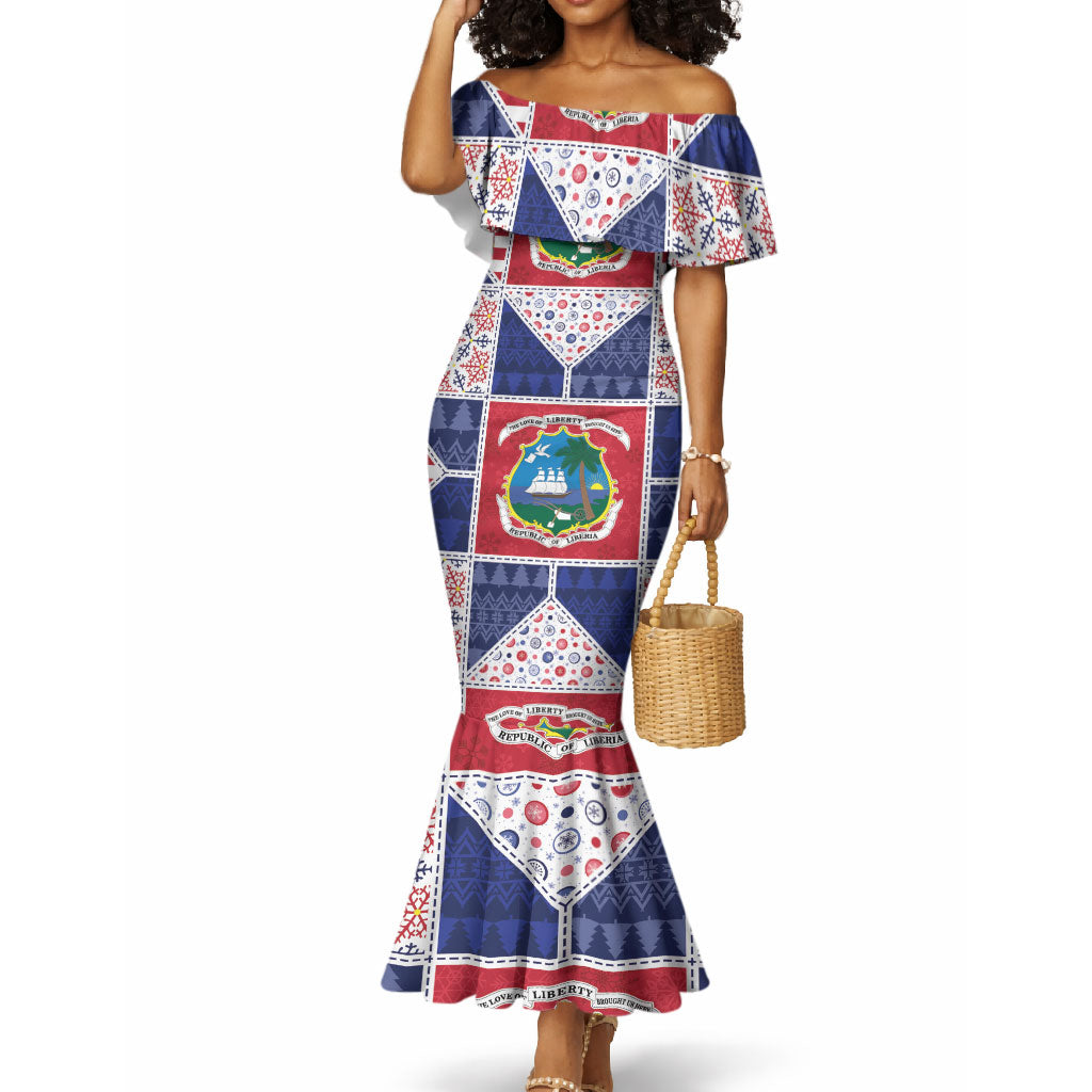 Liberia Christmas Mermaid Dress Patchwork Style