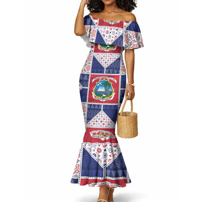Liberia Christmas Mermaid Dress Patchwork Style