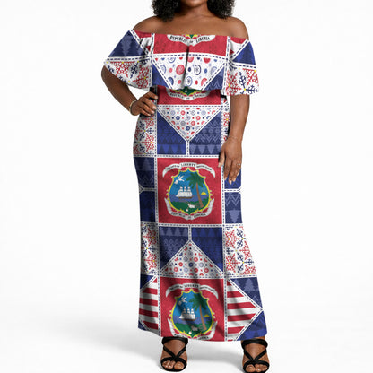 Liberia Christmas Off Shoulder Maxi Dress Patchwork Style