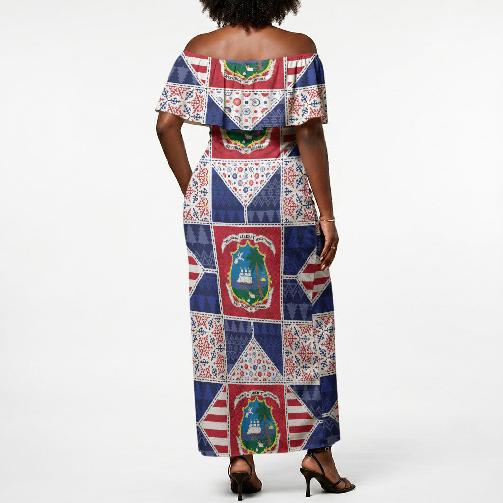 Liberia Christmas Off Shoulder Maxi Dress Patchwork Style