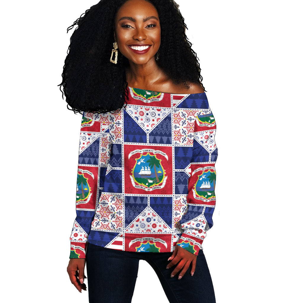 Liberia Christmas Off Shoulder Sweater Patchwork Style