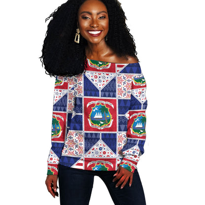Liberia Christmas Off Shoulder Sweater Patchwork Style
