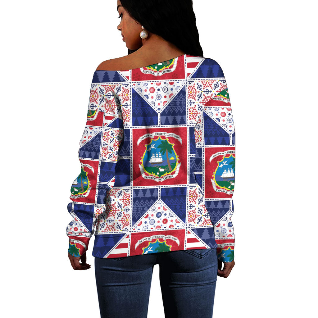Liberia Christmas Off Shoulder Sweater Patchwork Style