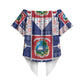 Liberia Christmas Off Shoulder Wrap Waist Top Patchwork Style