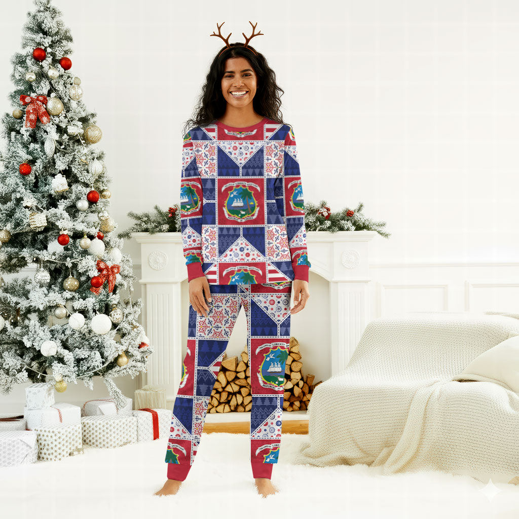 Liberia Christmas Pajama Set Patchwork Style
