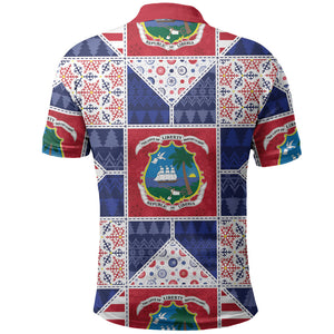 Liberia Christmas Polo Shirt Patchwork Style