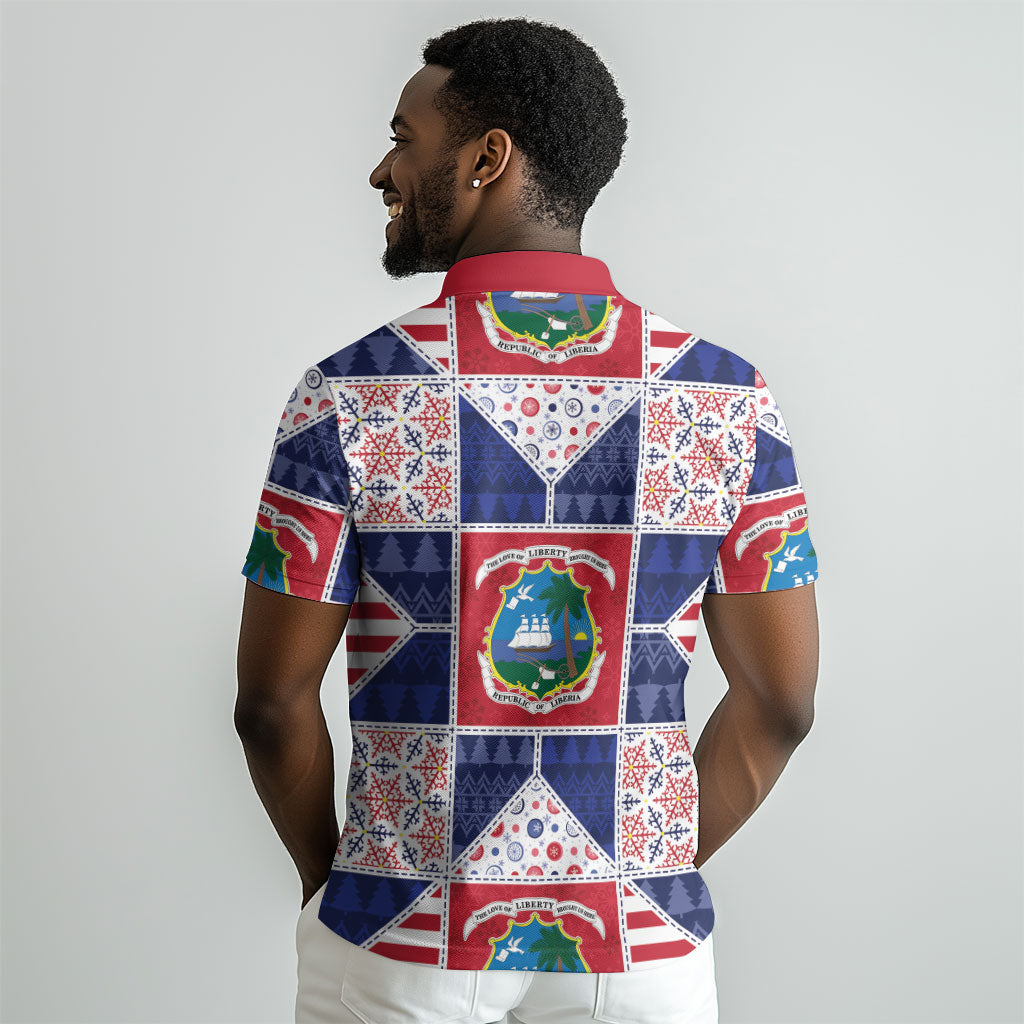 Liberia Christmas Polo Shirt Patchwork Style