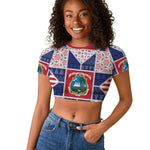 Liberia Christmas Raglan Cropped T shirt Patchwork Style