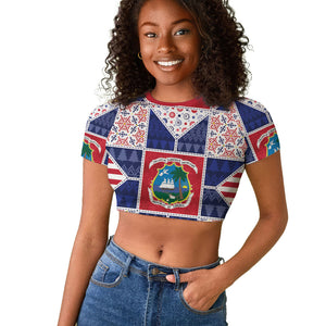 Liberia Christmas Raglan Cropped T shirt Patchwork Style