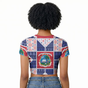 Liberia Christmas Raglan Cropped T shirt Patchwork Style