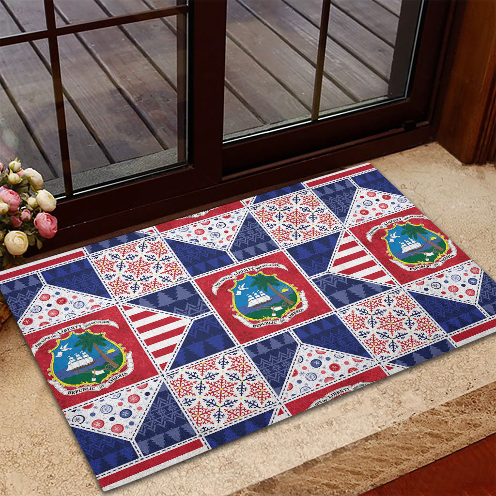 Liberia Christmas Rubber Doormat Patchwork Style
