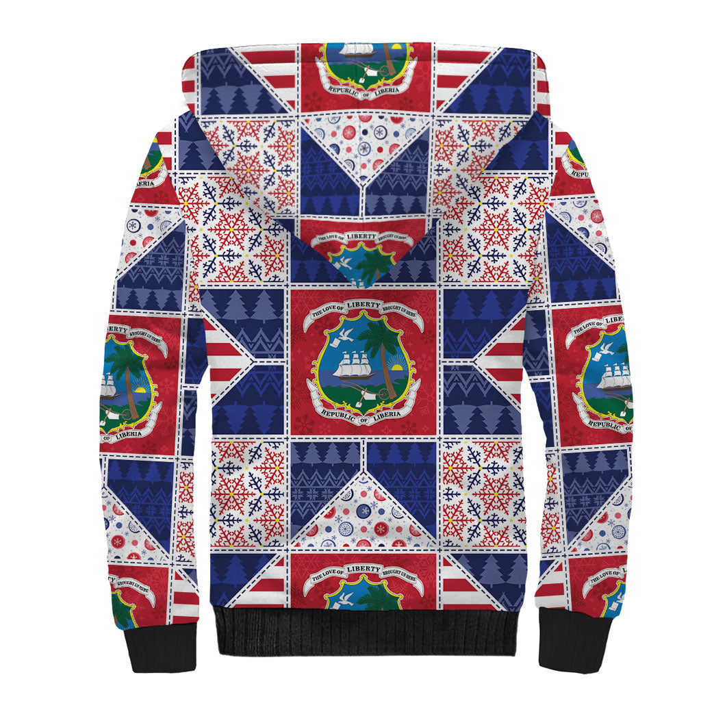Liberia Christmas Sherpa Hoodie Patchwork Style