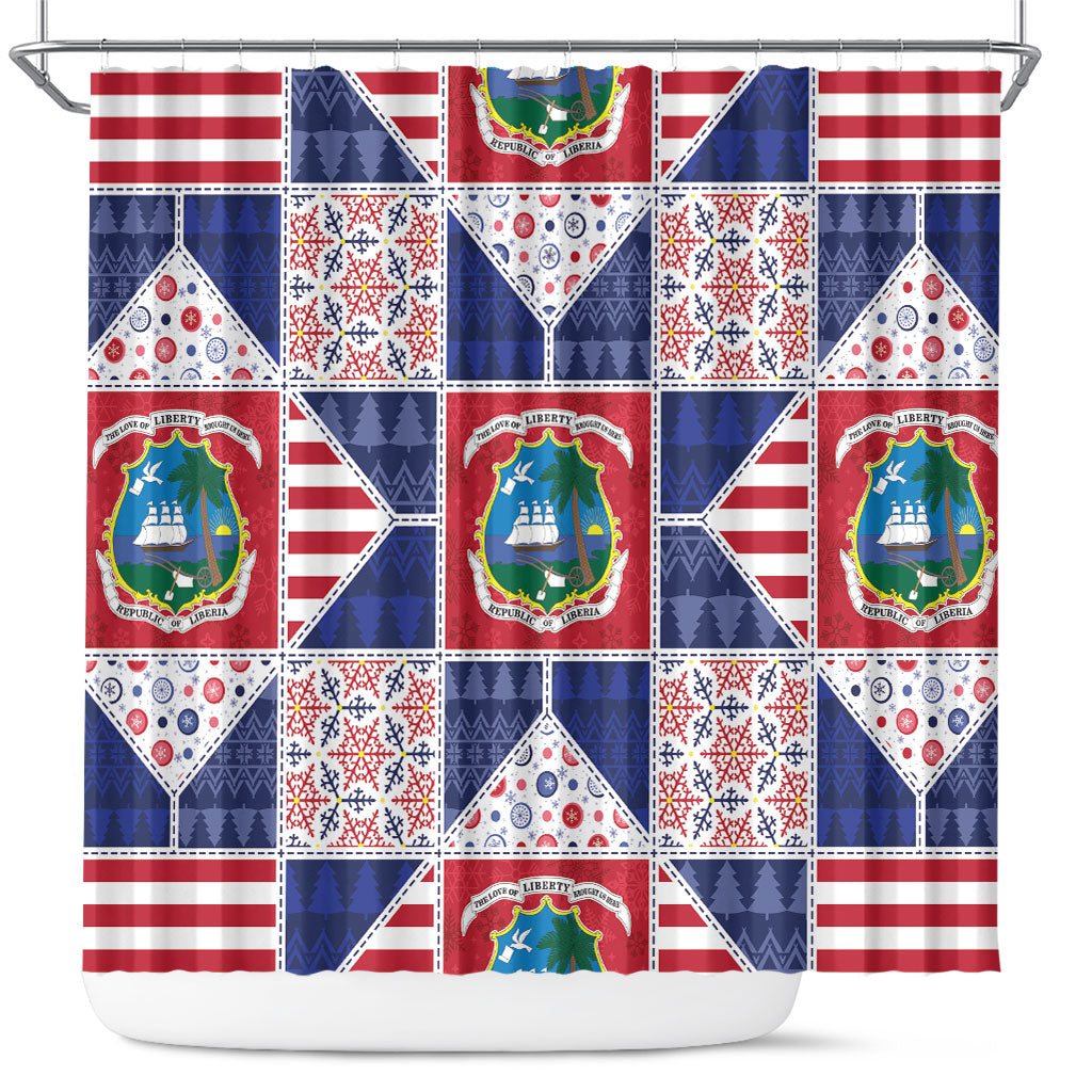 Liberia Christmas Shower Curtain Patchwork Style