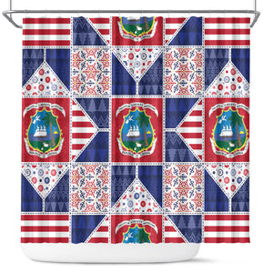 Liberia Christmas Shower Curtain Patchwork Style