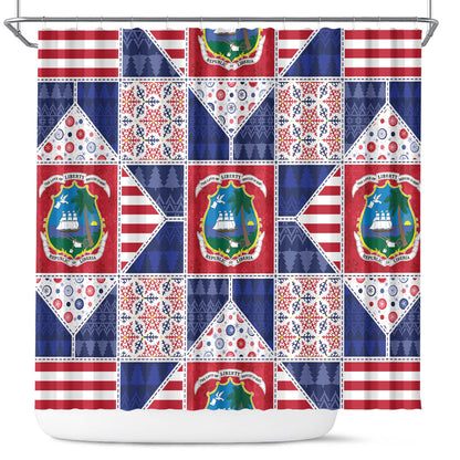 Liberia Christmas Shower Curtain Patchwork Style