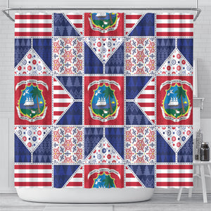 Liberia Christmas Shower Curtain Patchwork Style