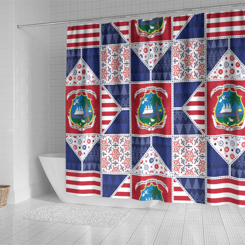 Liberia Christmas Shower Curtain Patchwork Style