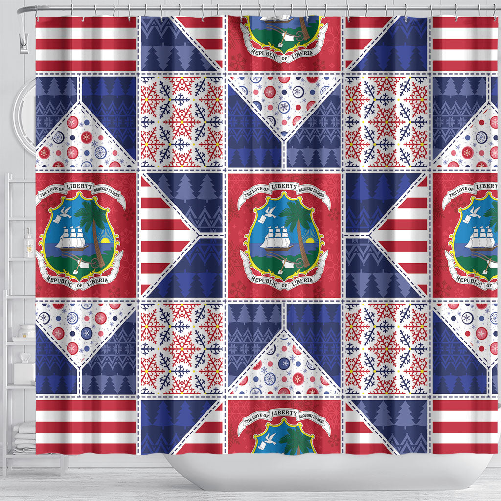 Liberia Christmas Shower Curtain Patchwork Style