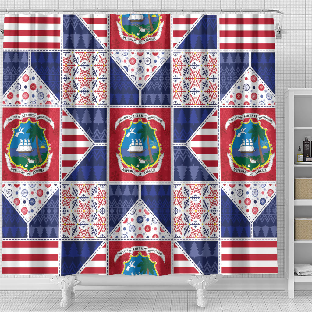 Liberia Christmas Shower Curtain Patchwork Style