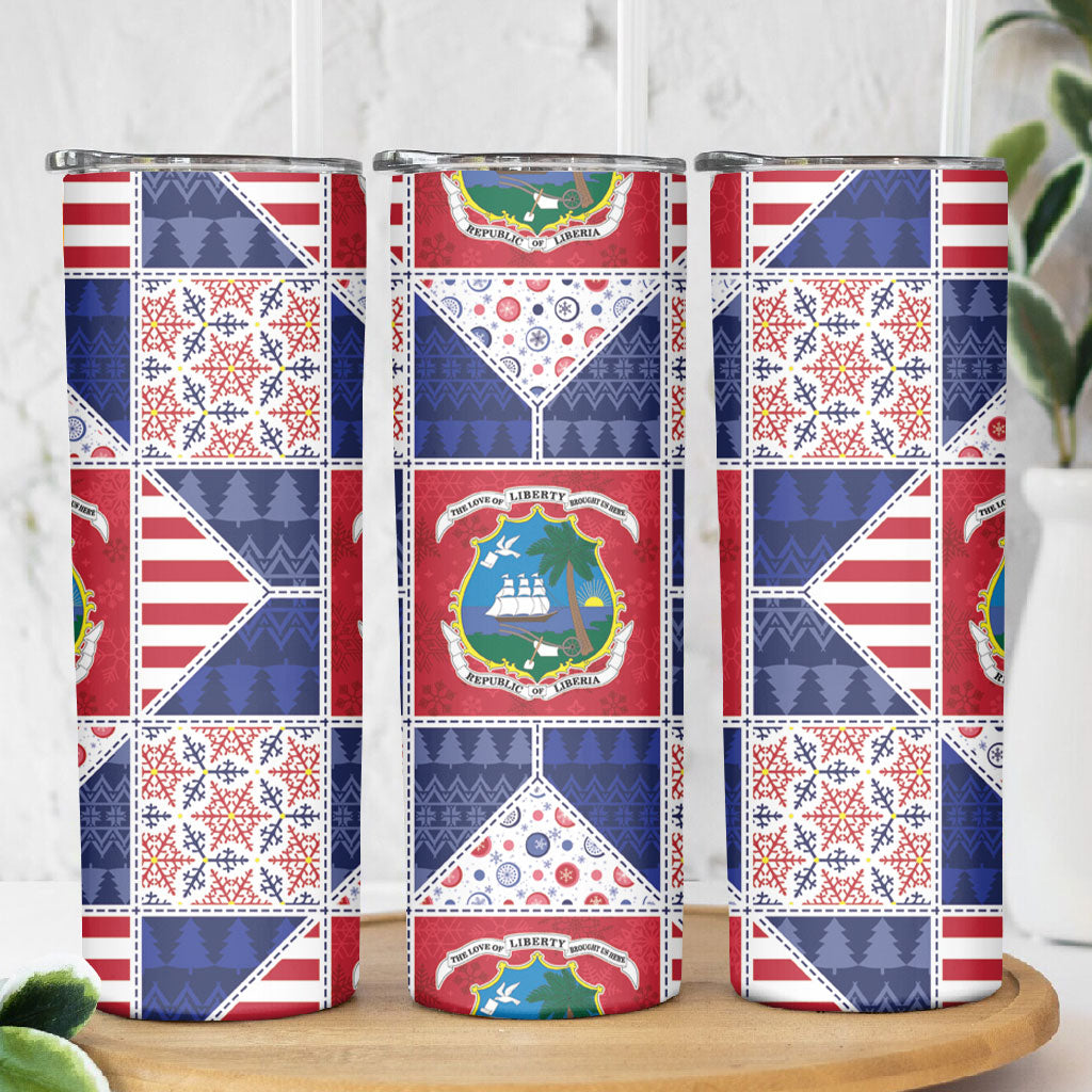 Liberia Christmas Skinny Tumbler Patchwork Style