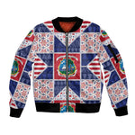 Liberia Christmas Sleeve Zip Bomber Jacket Patchwork Style