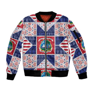 Liberia Christmas Sleeve Zip Bomber Jacket Patchwork Style