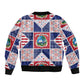 Liberia Christmas Sleeve Zip Bomber Jacket Patchwork Style